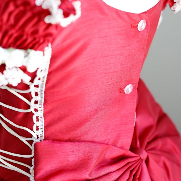 New Flower Girl Dress Party Royal Princess Deep Crimson Red Girls Size 4 - Picture 10 of 13